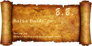 Balta Balázs névjegykártya